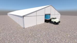 30m x 80m Clearspan Tent With Machines Outside View - American Pavilion