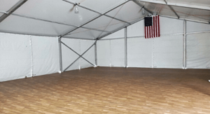 Inside Clear Span Structures and Tents with Wood Flooring - American Pavilion