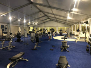 Using Clear Span Structures for Additional Gym Space for COVID Guidelines at the Bay Club - American Pavilion