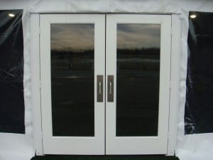 Double entry glass doors for clear span tent     