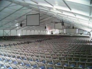 college graduation clear span tent, rental floor and carpeting    