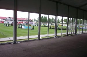 glass side walls for a clear span rental tent, glass walls american pavilion     